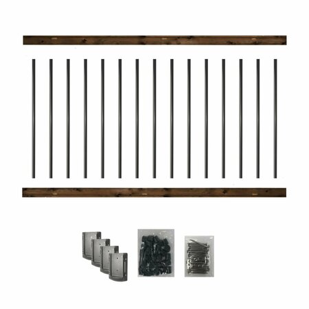 NUVO IRON 6 Long Pre-Drilled Pressure-Treated Wooden Railing Kit 36RKB